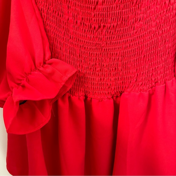 SHEIN Plus Shirred Frill Layered Hem A-line Dress - Picture 4 of 7